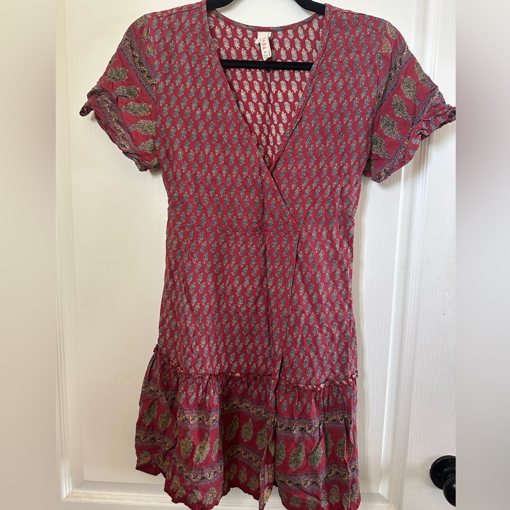 RAGA Boho Red Floral V-Neck Dress    Size M